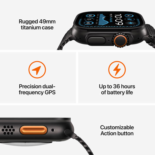 Apple Watch Ultra 2 GPS + Cellular 49mm Black Titanium Case with Black Ocean Band